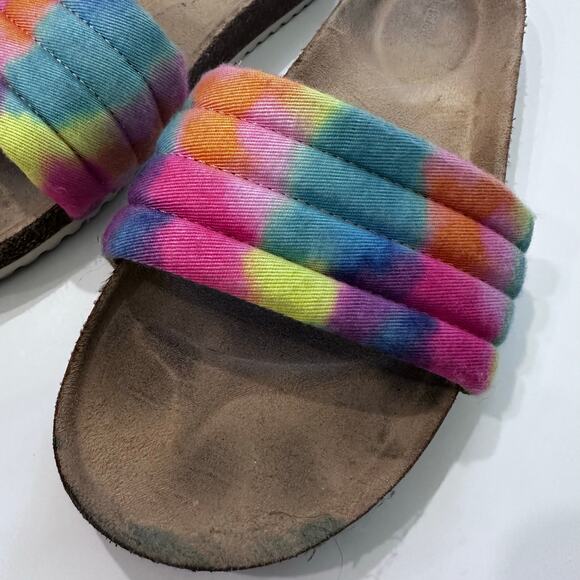 Cat & Jack Tie Dye Rainbow Slide On Sandals - Picture 3 of 6